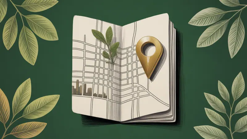 Stylized city map and botanical illustration for Austin.