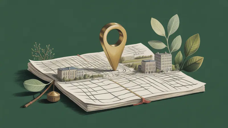Stylized city map and botanical illustration for Belleville.