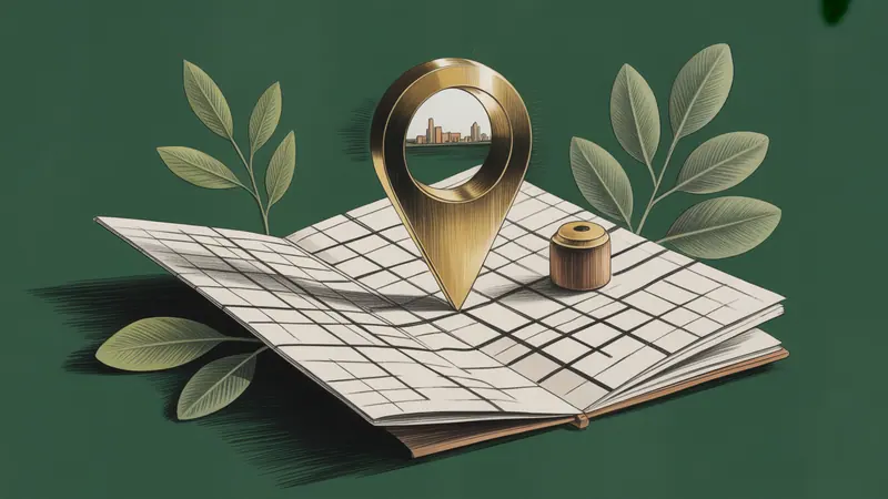 Stylized city map and botanical illustration for Bismarck.
