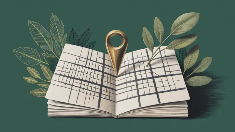 Stylized city map and botanical illustration for Columbia.