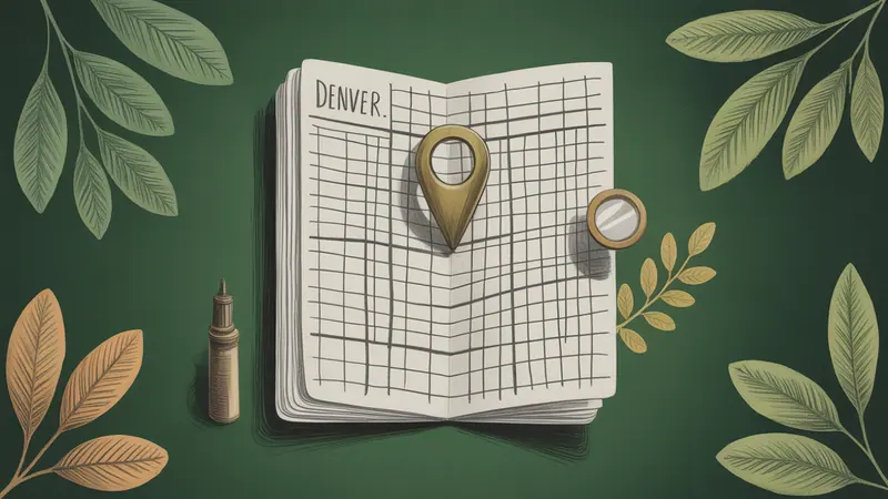 Stylized city map and botanical illustration for Denver.