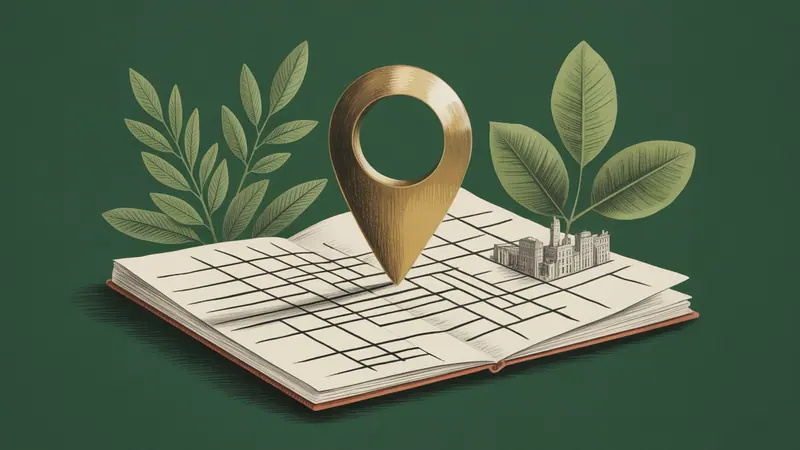Stylized city map and botanical illustration for Des Peres.