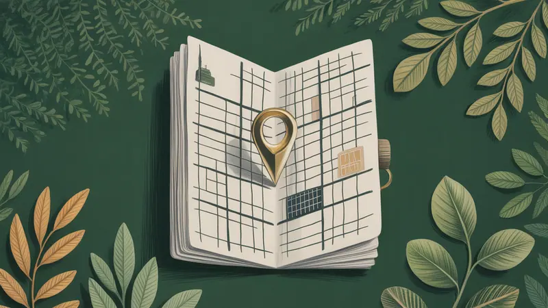 Stylized city map and botanical illustration for Ellisville.