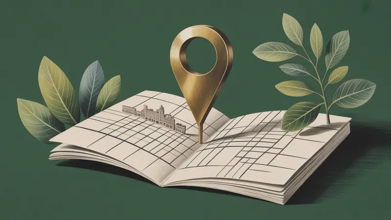 Stylized city map and botanical illustration for La Mesa.