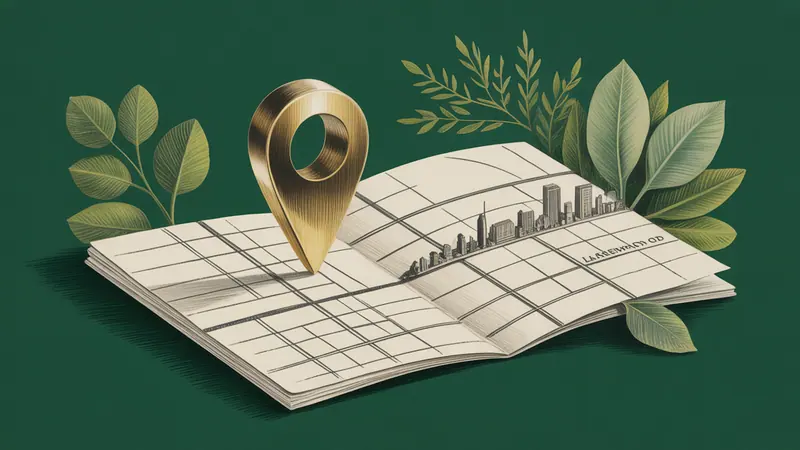 Stylized city map and botanical illustration for Lakewood.