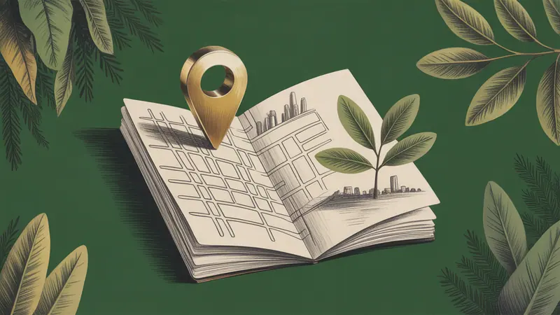 Stylized city map and botanical illustration for Los Angeles.