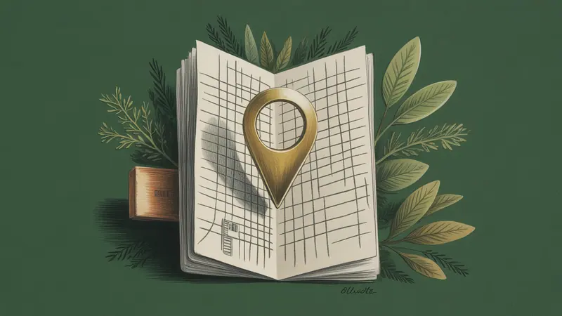 Stylized city map and botanical illustration for Olivette.